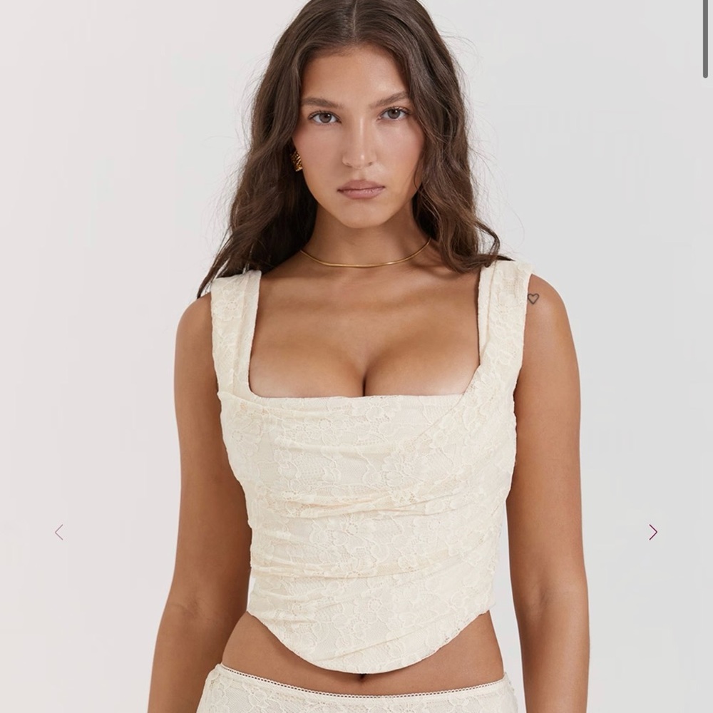 House of CB Cream Una Lace Top XS